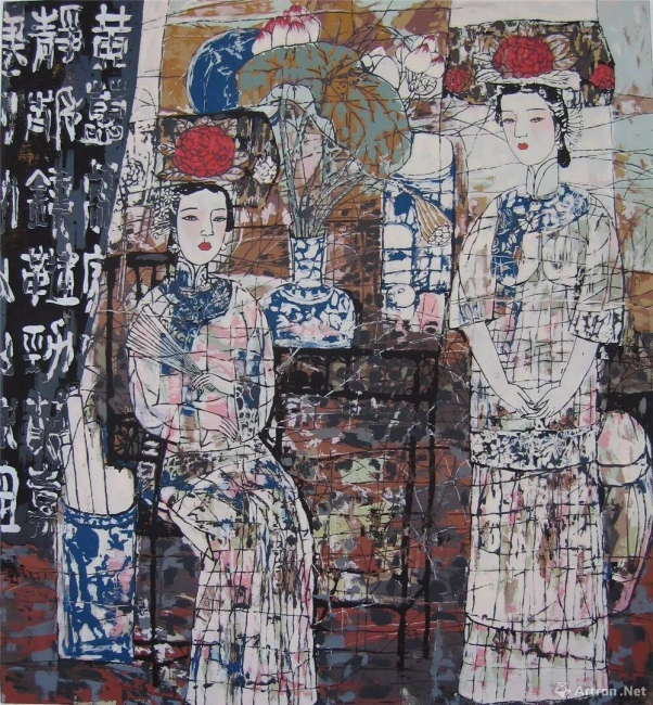 楊振和 中國戲之三 絲網版畫 2002 63x59cm 楊振和 中國戲之三 絲網版畫 2002 63x59cm